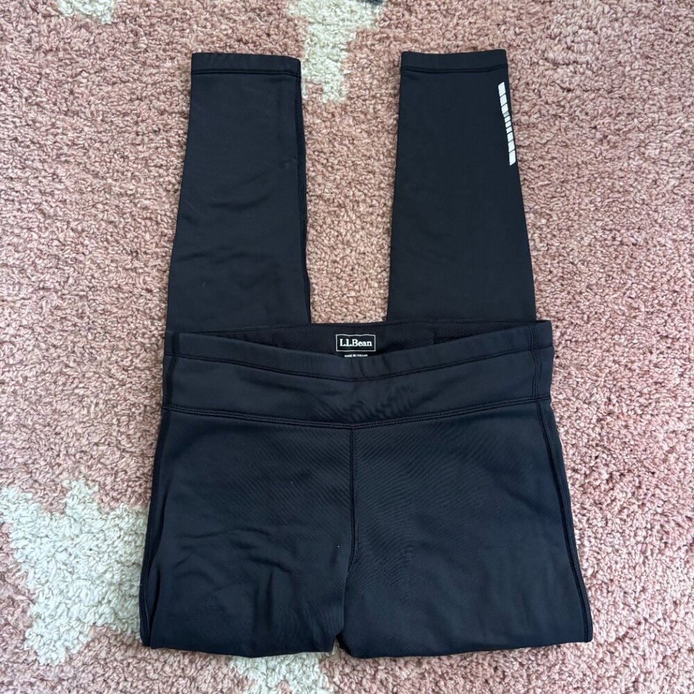 L.L. Bean Womens M-REG PrimaLoft ThermaStretch Fleece Leggings Mid Rise Black - Picture 3 of 9